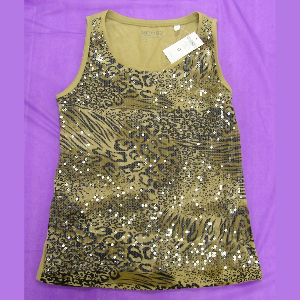 Chico's Zenergy Sequin Animal Print Tank, NEW!